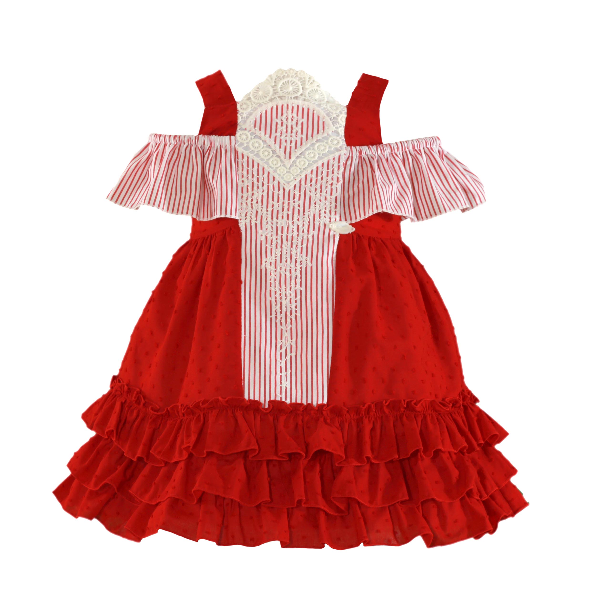 Vestido ceremonia niña rojo de algodón "LÍA", de la de Miranda