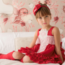 vestido infantil rojo de ceremonia para niña de Miranda