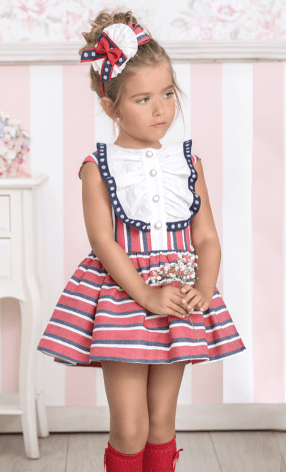 Vestido infantil de ceremonia niña con estampado a rayas Guadalupe de Miranda