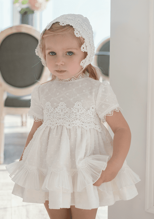 Vestido bebé niña en blanco de ceremonia de Miranda verano