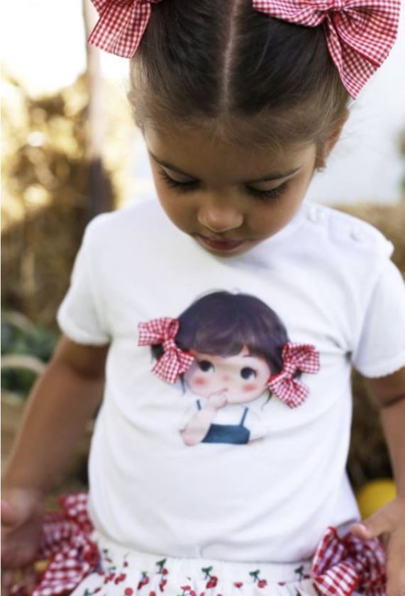 Conjunto bebé niña camiseta y braguita Familia Cerezas Pio Pio3