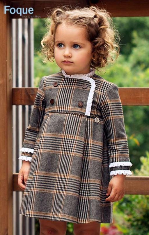 Vestido niña Cuadros Marrones colección Vintage Foque otoño invierno 2022